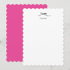 Cartão de Nota Personalizado Minimalista Rosa com 