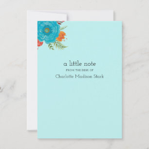 Cartão de Nota Personalizado Retro Floral