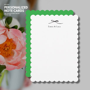 Cartão de Nota Personalizado Simples com Laço Verd