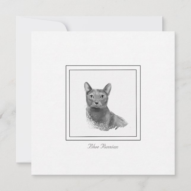 Cartão de Nota Plana Azul Russo Moderno com Esquem (Frente)