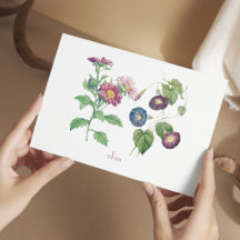 Cartão de Nota Plana Flor com Mês de Nascimento de