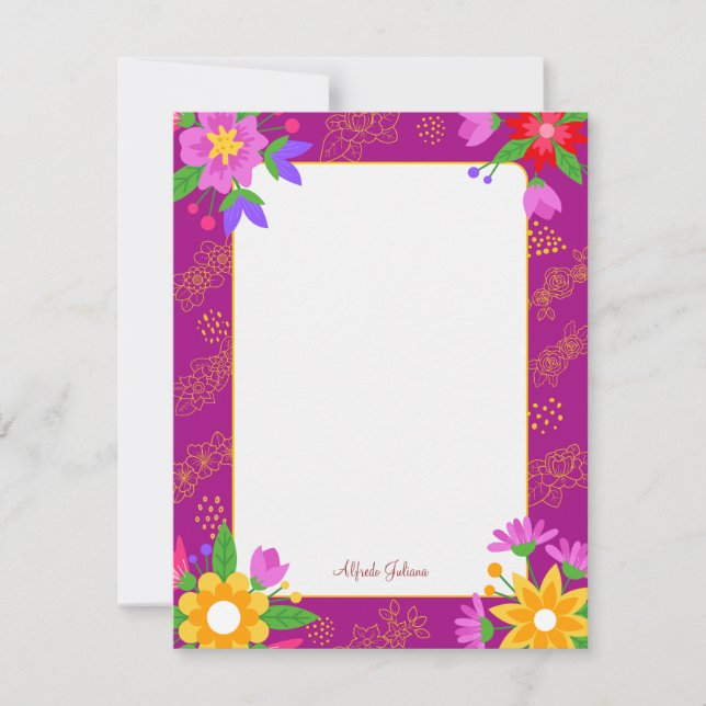 Cartão de Nota Plana, personalizado, de flor fofo  (Frente)