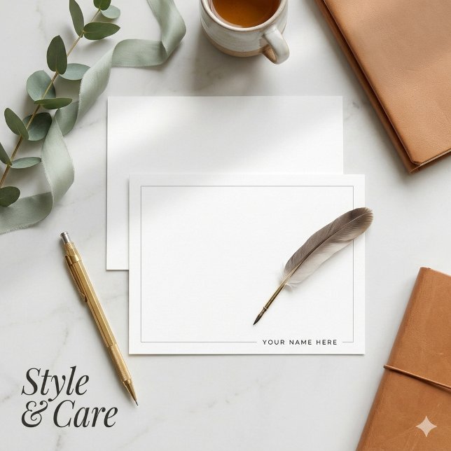 Cartão de Nota Plano Moderno Personalizado (Personalized Modern Flat Note Card)