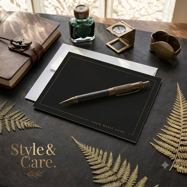 Cartão de Nota Plano Moderno Personalizado (Personalized Modern Flat Note Card)
