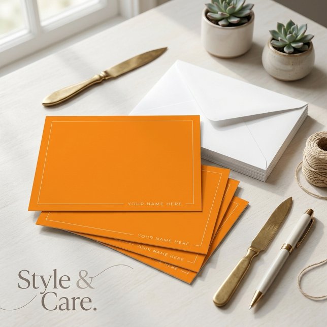 Cartão de Nota Plano Moderno Personalizado (Personalized Modern Flat Note Card)
