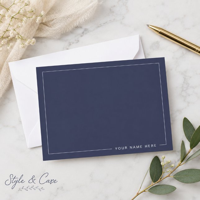Cartão de Nota Plano Moderno Personalizado (Personalized Modern Flat Note Card)