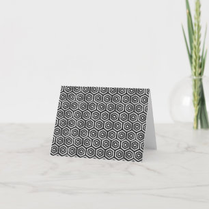 Cartão de Nota Preto Branco Hexágono Padrão Geomét