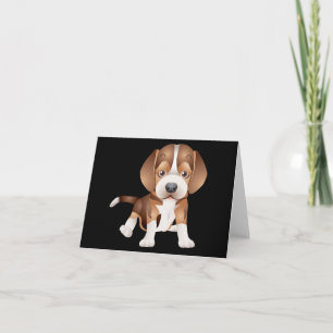 Cartão de Nota Preto de Cachorro Beagle Filhote
