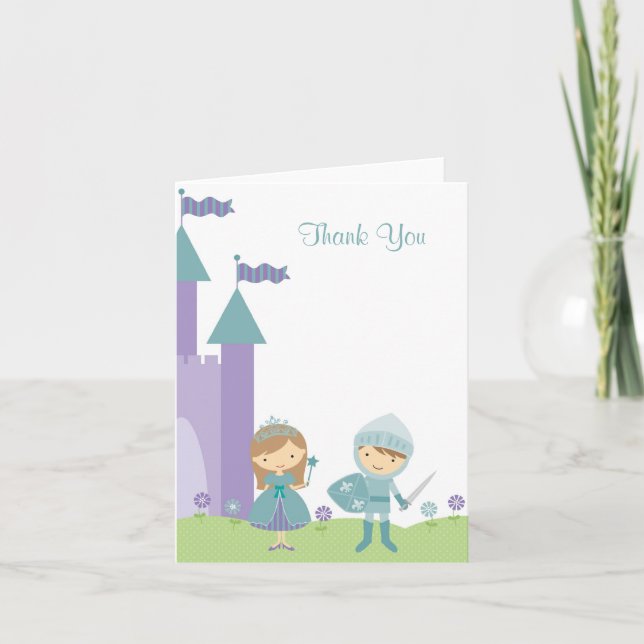 Cartão de Nota Princesa e Cavaleiro (Frente)