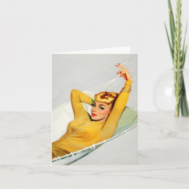 Cartão de Nota "Rapariga em Hammock" (Frente)