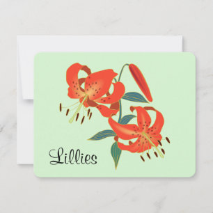 Cartão de Nota Red Lillies e Calendário 2025 no Ve