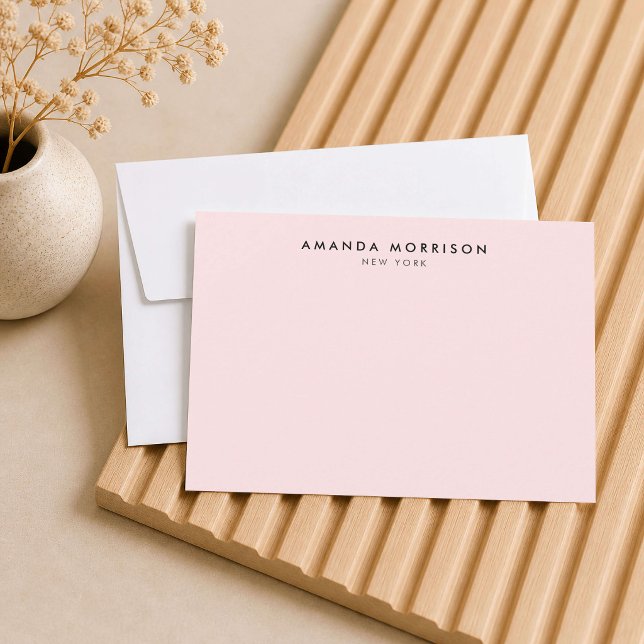 Cartão de Nota Rosa de Luxo Minimalista (Criador carregado)