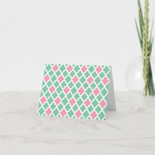 Cartão de Nota Rosa e Verde