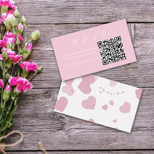 Cartão de Nota RSVP Online de Coração de Amor Rosa