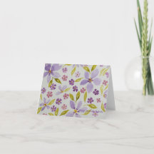 Cartão de Nota/ Saudação Dobrado Floral Lilás
