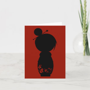 Cartão de Nota Silhueta Gothic Kokeshi