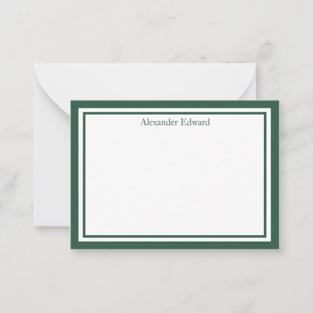 Cartão de Nota Simples com Borda Verde Elegante (Frente)