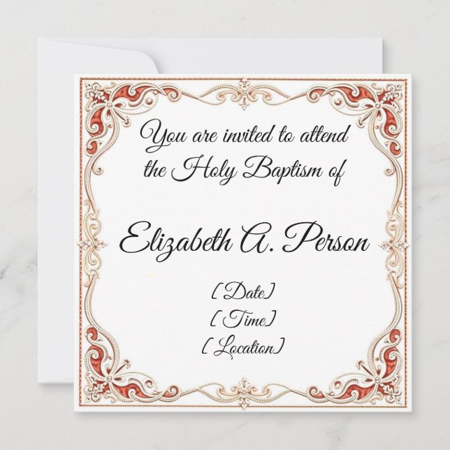 Cartão de Nota Simples de Convite Baptism Personal (Frente)