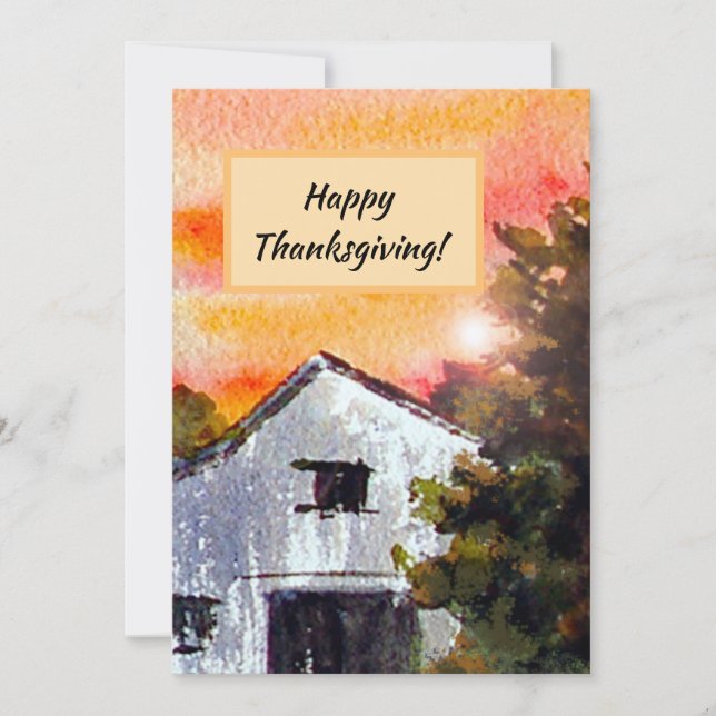 Cartão de Nota Simples de Convite para Ação de Gra (Frente)