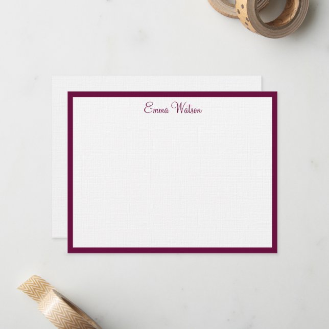 Cartão de Nota Simples de Nome Personalizado (Frente/Verso In Situ)
