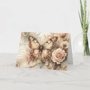Cartão de Nota Simples Floral Rústica Elegante Bor