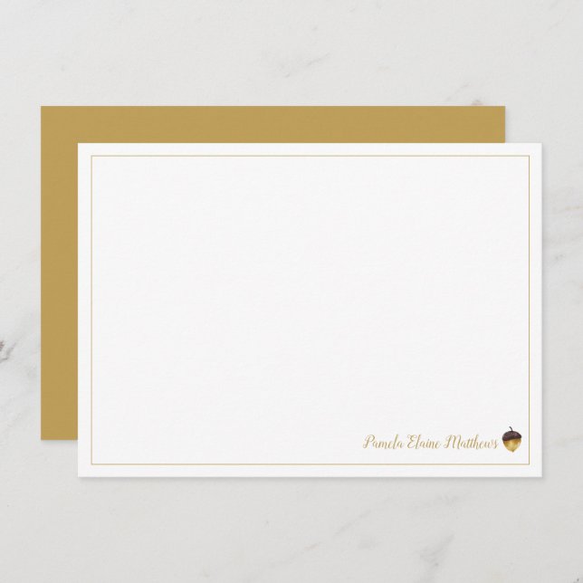 Cartão de Nota Simples Personalizado Acorn (Frente/Verso)