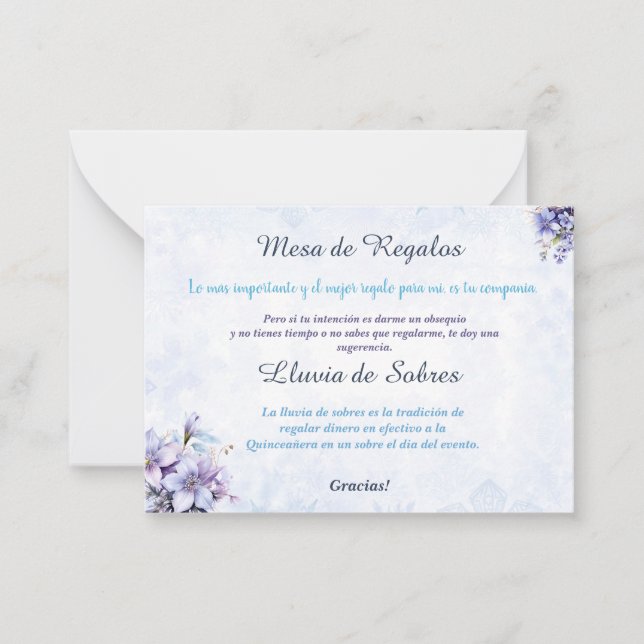 Cartão de Nota Simples Quinceañera Lluvia de Sobre (Frente)