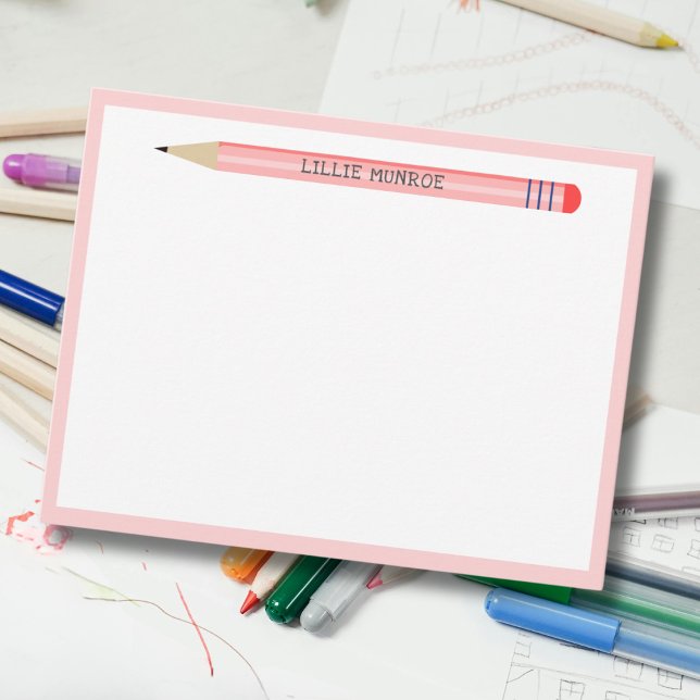 Cartão de Nota Simples Rosa Fofo para Crianças (Criador carregado)