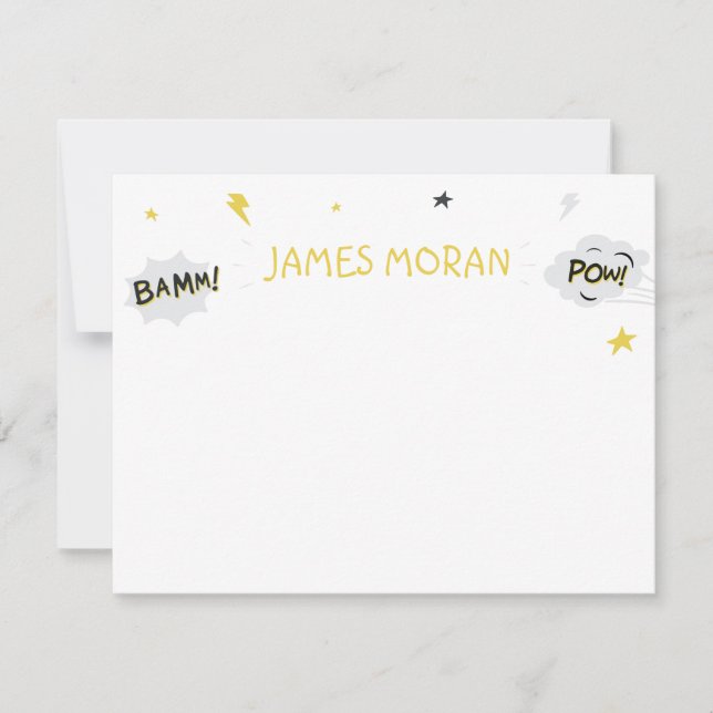 Cartão de Nota Super-Herói Infantil (Frente)