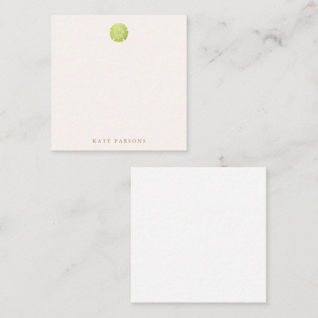 Cartão de Nota Verde de Areia Elegante (Frente/Verso)