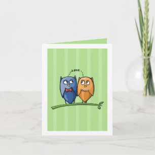 Cartão de Nota Verde do Owl Love