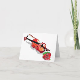 Cartão de nota/Violino com Rosa