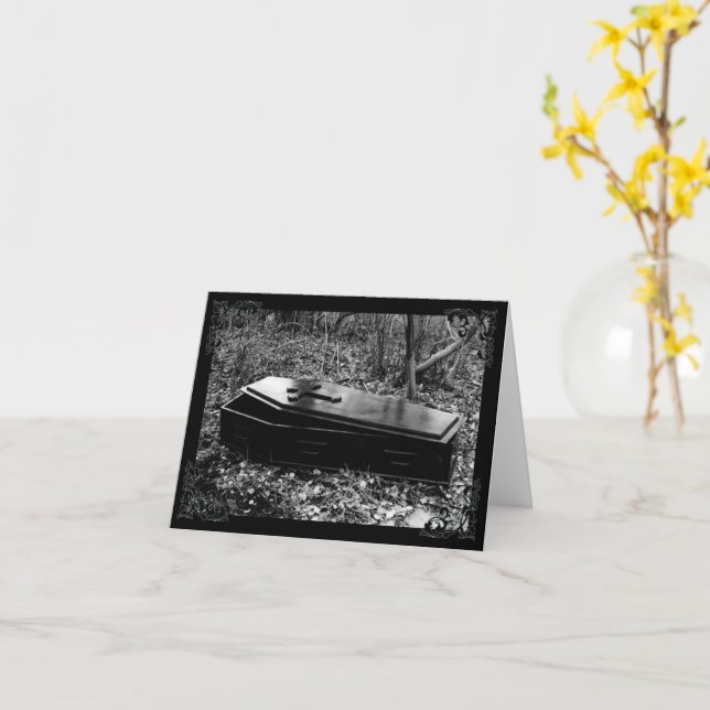 Cartão de Nota Vitoriano Gótico Antiquado Coffin (Flor Amarela)