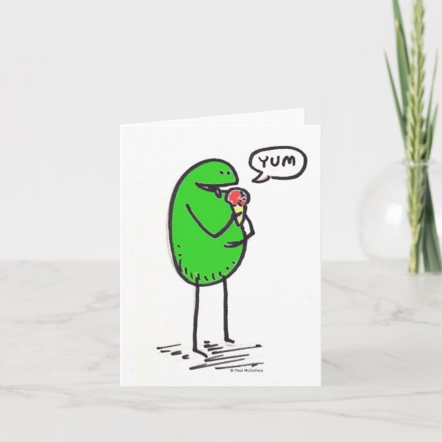 Cartão de Nota "Yum" Verde Weenii (Frente)