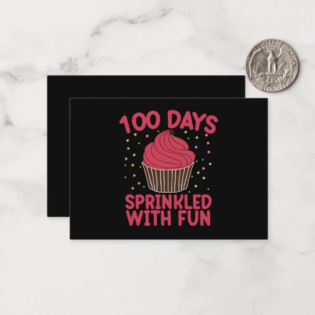 Cartão De Notas 100 Dias Salpicados Com Diversão Cupcake Garota da (Frente/Verso In Situ)