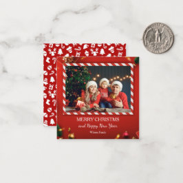 Cartão De Notas 1 fotos Feliz Natal - Família Vermelha