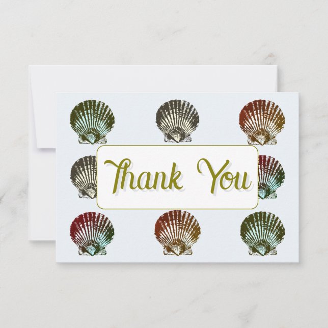 Cartão De Notas 3.5X5" Seashell Pattern Flat Thank You Note Card (Frente)