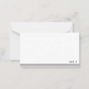 Cartão De Notas 3 letras Monograma branco branco esbranquiçado Min