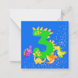 Cartão De Notas 3rd Birthday. Dinosaur Design. My third birthday.