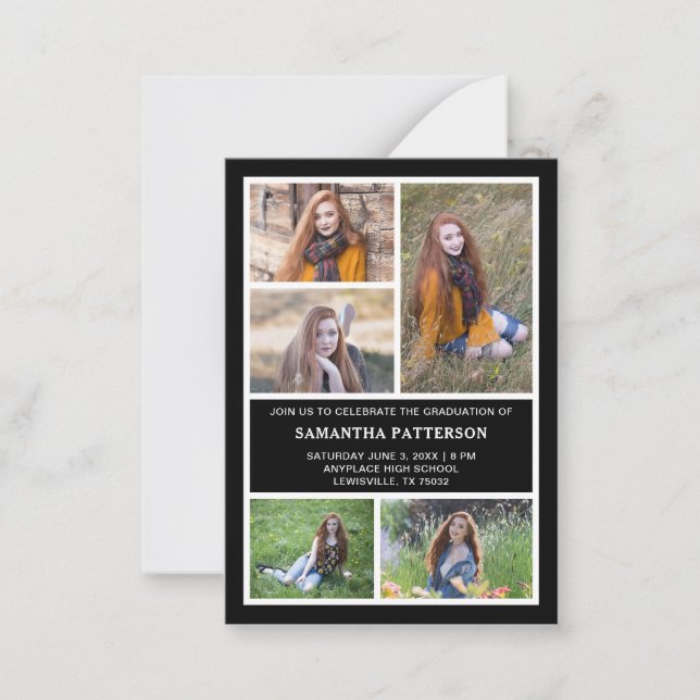 Cartão De Notas 5 Cerimônia de graduação em preto e branco para co (Frente)