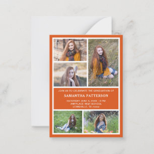 Cartão De Notas 5 Colagem de Fotos Laranja e Branco Cerimônia de F