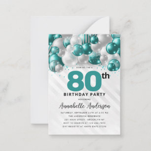Cartão De Notas 80 de Aniversário do Balão de Teto do Orçamento