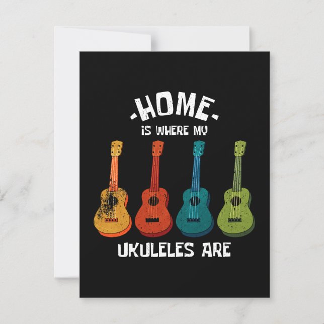 Cartão De Notas A casa é onde os meus Ukuleles estão (Frente)