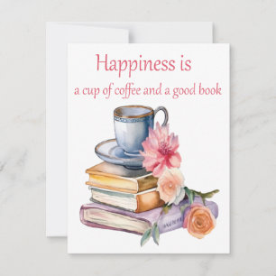 Cartão De Notas A felicidade é uma xícara de café e um bom livro