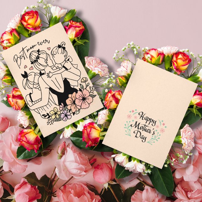 Cartão De Notas A melhor mãe de todos os tempos, mãe, criança pers (Best Mom ever mum, custom gretting card)