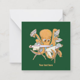 Cartão De Notas A passar o polvo, sobrecarregada por tarefas.