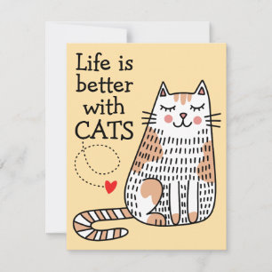 Cartão De Notas A Vida É Melhor Com Gatos Doodle