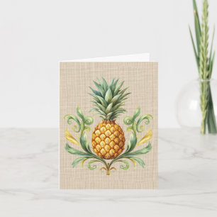 Cartão De Notas Abacaxi Amarelo Vintage Tropical