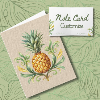 Cartão De Notas Abacaxi Amarelo Vintage Tropical