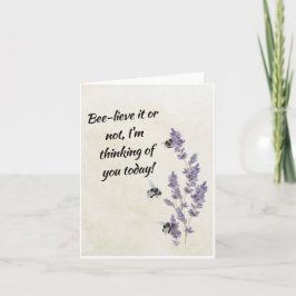 Cartão De Notas Abelhas em Flores de Lavanda pensando em sua placa
